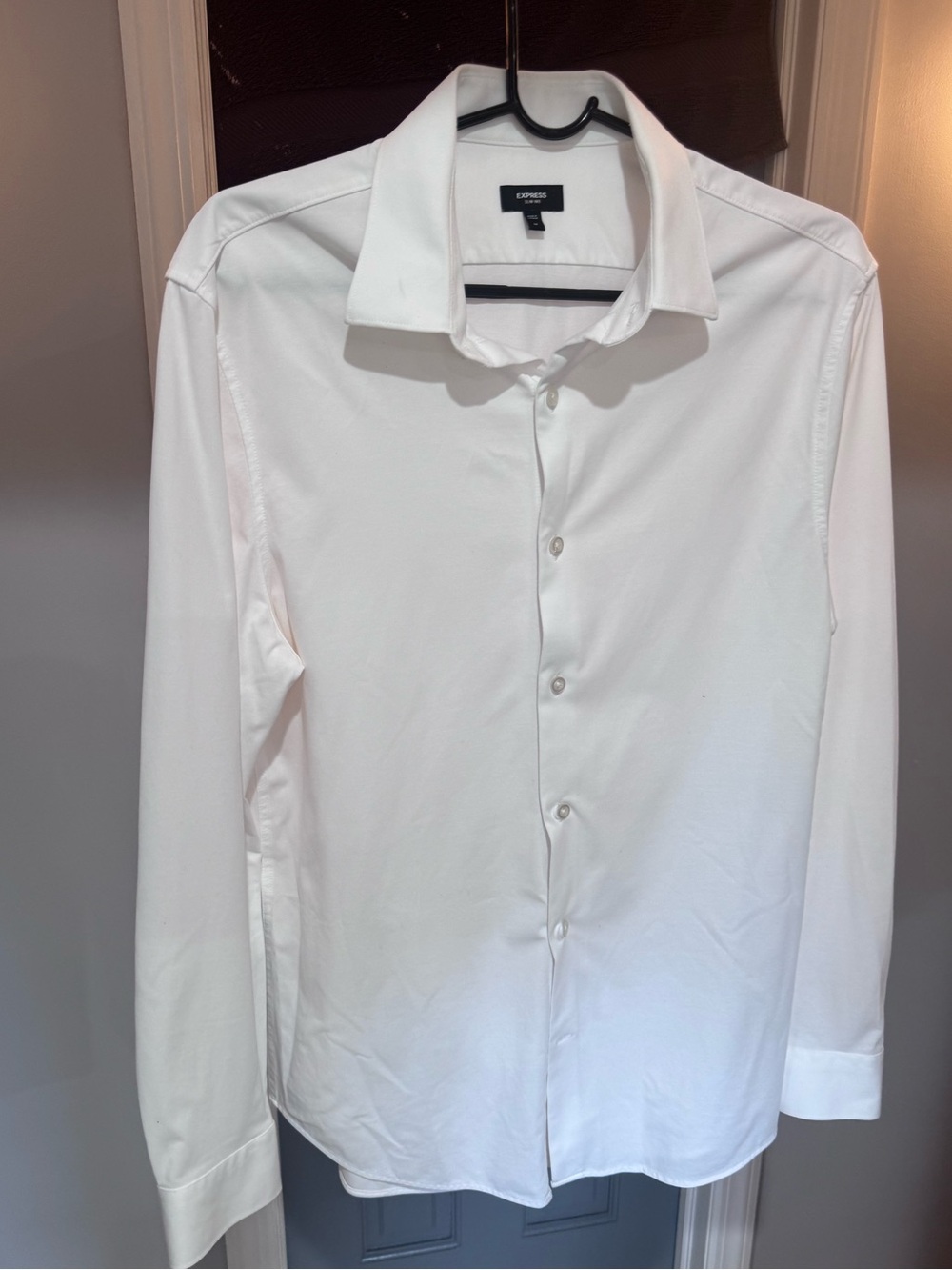 Express Men's White Dress Shirt - Spread Collar, Long Sleeve